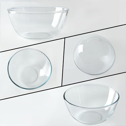 Large Glass Mixing Bowl, 4.7 Quart Large Glass Salad Bowl with Lid (Deep, Wide Design)