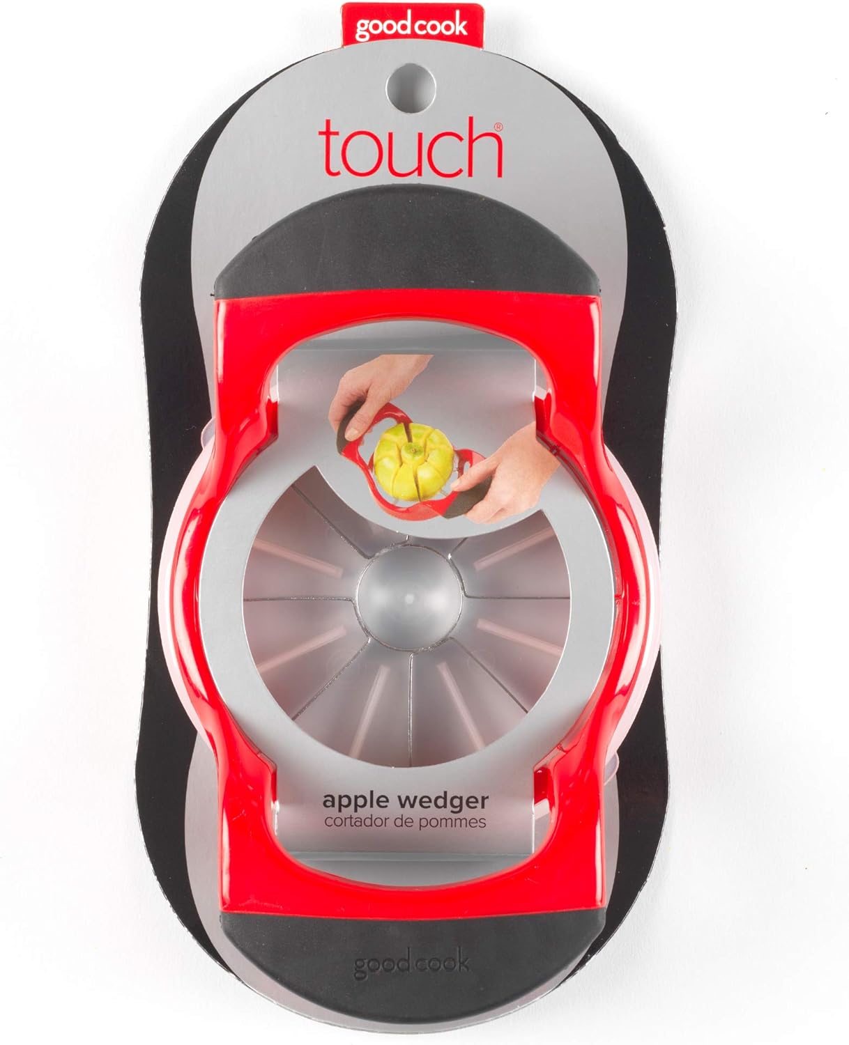 GoodCook Touch Apple Wedger with Stainless Steel Cutting Edges and Protective Cover, Red
