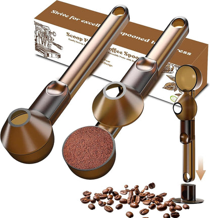 Coffee Scoop with Funnel for Ground Coffee, Protein Powder & Tea, for Reusable K Cup Refiller, 2TBSP Mess-Free, Funnel Design Prevents Spills (Black, 2-Pack)