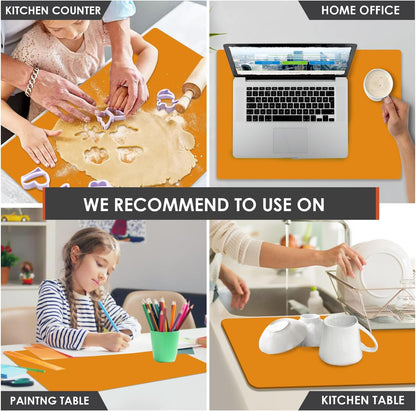 Standard Silicone Mat,Black Baking Mat-Food Grade Kids Dinner Table Placemat Non Slip Counter Mat with Raised Edges Heat Resistant Mat for Air Fryer Nonstick Pastry Dough Mat(1 Pack 23.6'' x 15.7'')