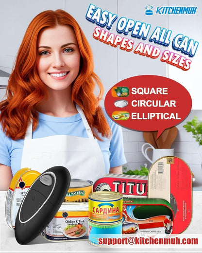 One Touch Electric Can Opener Fits All Can Sizes for Seniors with Arthritis, Battery Operated Can Opener with Smooth Edge, Food Safe Kitchen Gadgets Automatic Can Opener for Kitchen