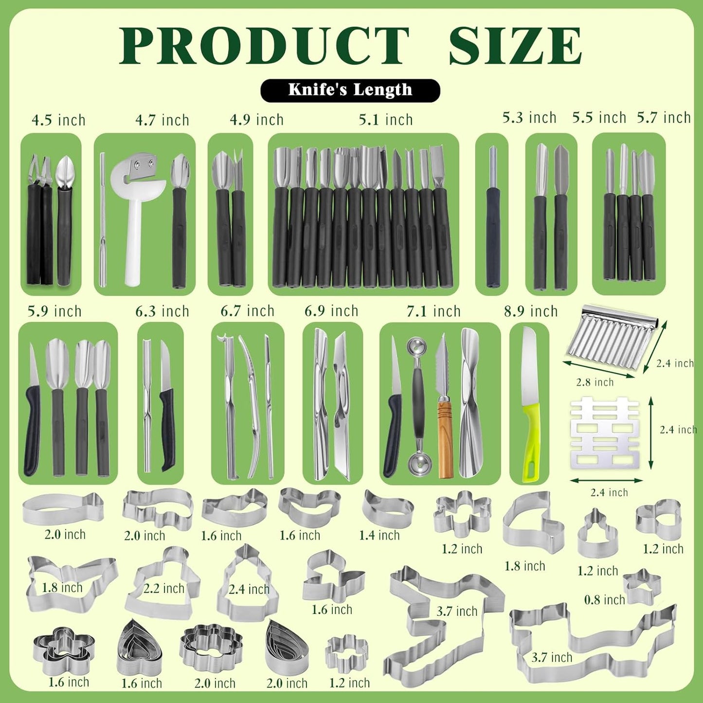 48-Piece Stainless Steel Fruit & Melon Carving Tools Set with Gloves - Watermelon Sculpting Kit, Ergonomic Handles, Portable Case for Culinary Arts, Sculpting, Peeling