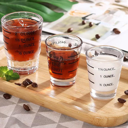 Shot Glasses Measuring cup Liquid Heavy Wine Glass Espresso Shot Glass 26-Incremental Measurement 1oz, 6 Tsp, 2 Tbs, 30ml (2 pack-black 30ml)