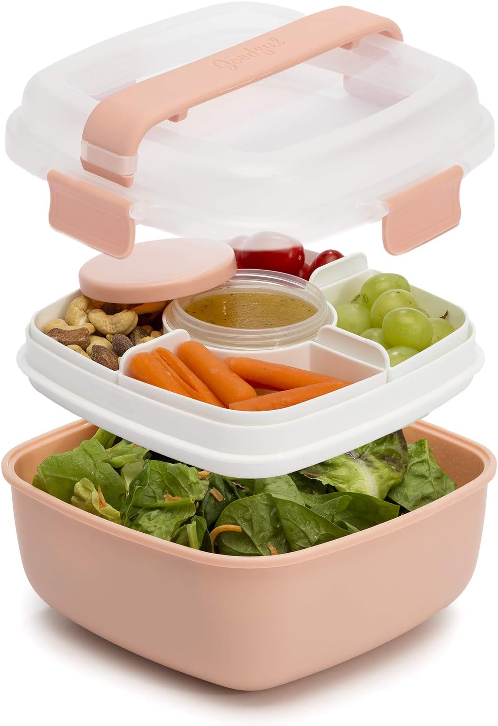 Goodful Stackable Lunch Box Container, Bento Style Food Storage with Removeable Compartments for Sandwich, Snacks, Toppings & Dressing, Leak-Proof and Made without BPA, 56-Ounce, Teal