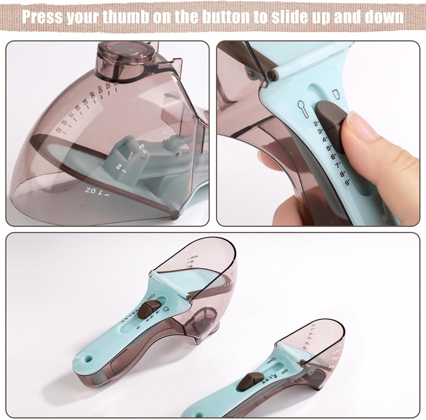 Adjustable Measuring Spoon Set, Small & Large All-in-One Measuring Spoons with Bottom Magnet Multiple-Use Measuring Cup for Kitchen Dry & Liquid Accurate Measurement