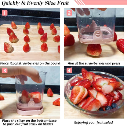 Creative Strawberry & Fruit Slicer - Detachable Cutter with Push Plate (Black)