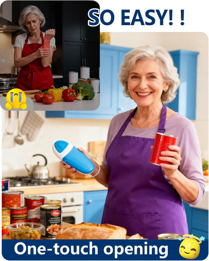 Electric Can Opener for Seniors One Touch - Easy Use, Smooth Edge Side Cut Auto Can Opener with Power Motor Fits All Can Sizes - Battery Operated, Hand Free for Kitchen by Befumly (Red)