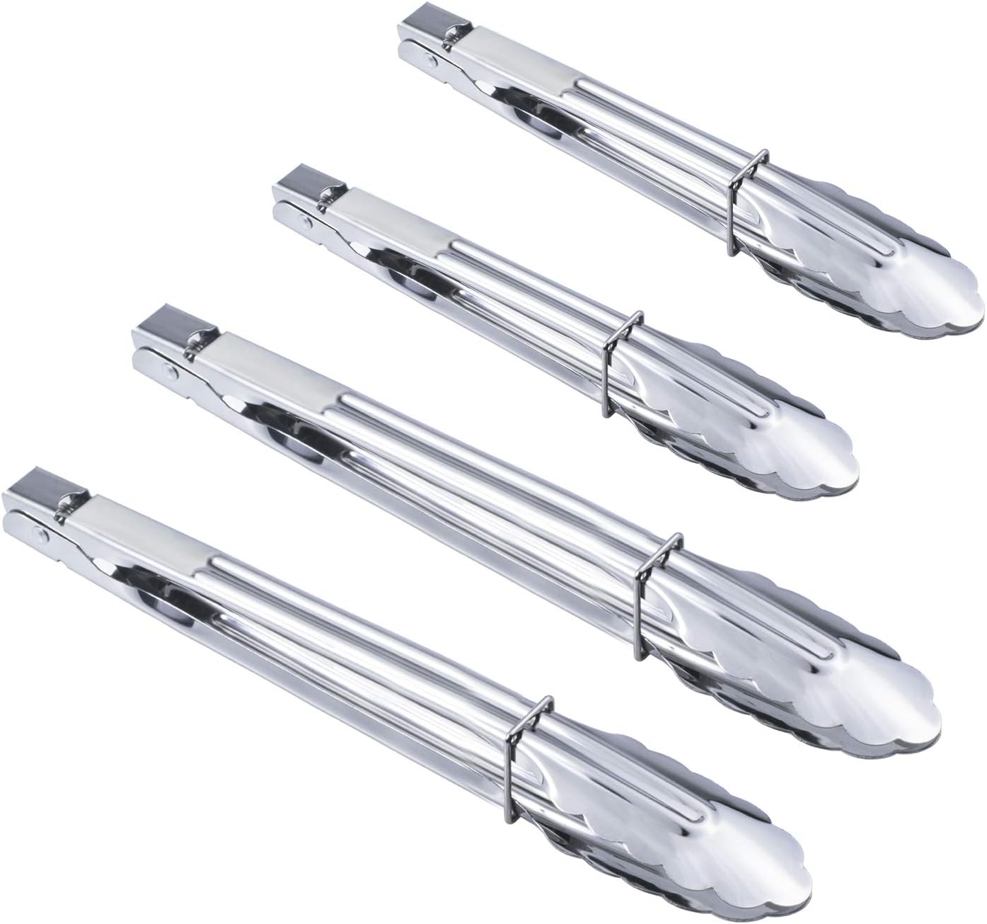 HINMAY Stainless Steel Kitchen Tongs Set Metal Cooking Tongs (7 9 12 Inch 3 Pieces)