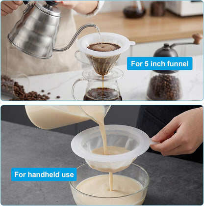 2pcs Mesh Nylon Strainer, Ultra Fine Mesh Strainer, 100 & 300 Plastic Extra Fine Mesh Strainers for 5 Inch Filter Funnel for Filtering Coffee, Juice, Oils, Wine, Soy Milk
