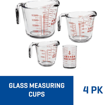 Anchor Hocking Triple Pour Glass Measuring Cup, 8 Oz Measuring Glass