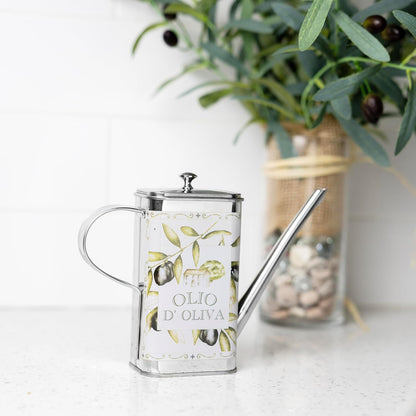 Fox Run White Ceramic Oil Bottle, 17 oz/500 ML Olive Oil Dispenser With Pouring Spout and Cap