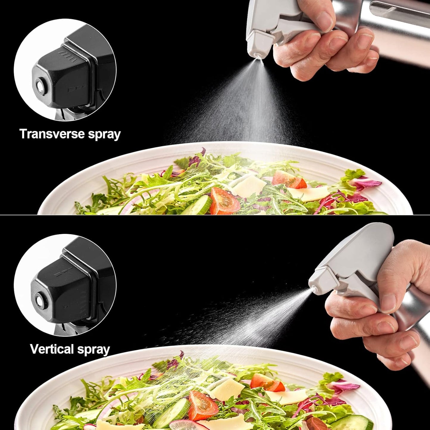 Oil Sprayer for Cooking,Stainless Steel Olive Oil Mister for Air Fryer Black Nozzel Dispenser Bottles Fat Reduction Glass Oil Control Spray Pot 6.35oz(180ml) Capacity