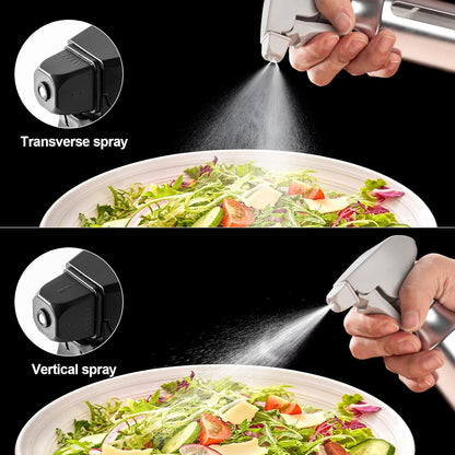 Oil Sprayer for Cooking,Stainless Steel Olive Oil Mister for Air Fryer Black Nozzel Dispenser Bottles Fat Reduction Glass Oil Control Spray Pot 6.35oz(180ml) Capacity