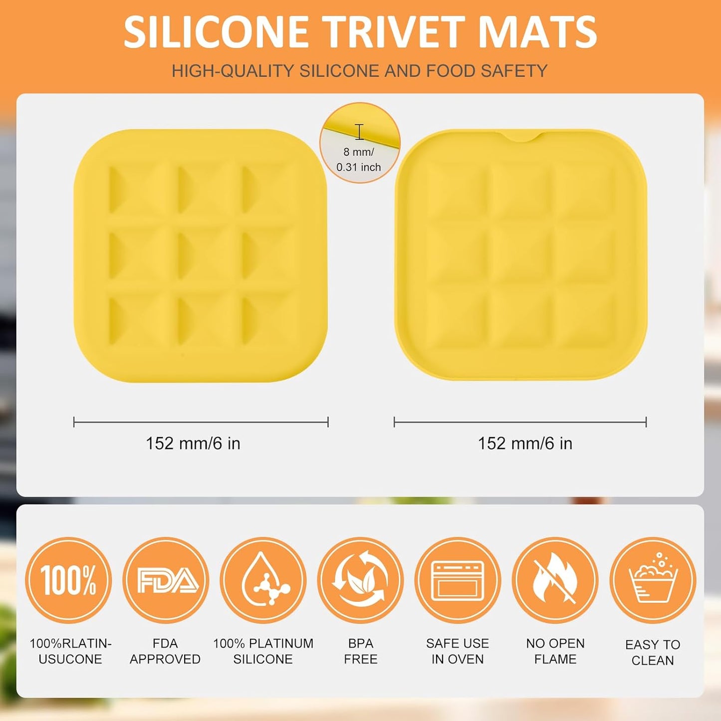 Silicone Trivet Mats 6 Pack Trivets for Hot Dishes Hot Pads for Kitchen, Trivets for Hot Pots and Pans,Heat-Resistant Non-Slip Dinner Plate Mat (Brown)