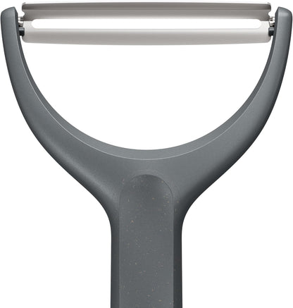 Zyliss Swivel Peeler – Ultra-Sharp Stainless Steel Blade for Potatoes, Carrots & Soft Fruits – Ergonomic Wheatstraw Grip – Built-in Eye Cutter & Safety Cover – Dishwasher Safe – Vegetable Peeler