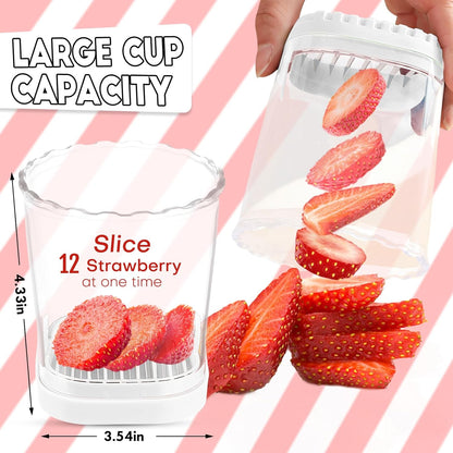Creative Strawberry & Fruit Slicer - Detachable Cutter with Push Plate (Black)