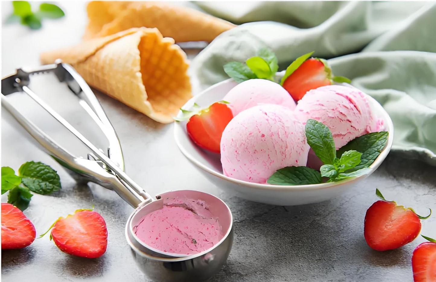 Coraltree Ice Cream Scoop, 3Pcs Cookie Scoop Set, Small/Medium/Large Stainless Steel Scoops, Professional Scoop with Trigger Release for Baking, Cookie, Fruit and Ice Cream