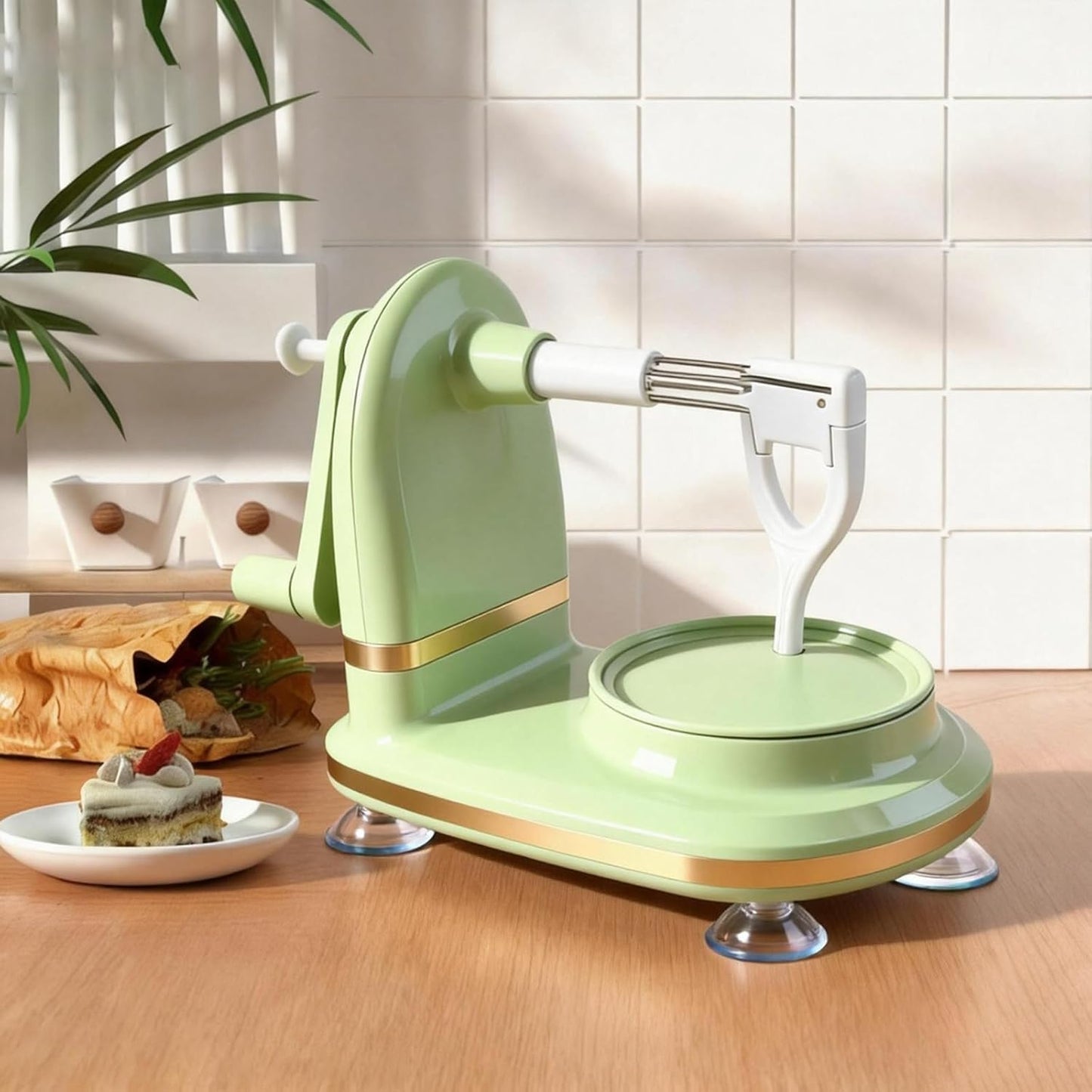 Apple Peeler, Slicer & Corer Set – 8 Wedges Efficient Cutter, Sharp Stainless Steel Blades, Effortless Peeling & Coring for All Apples and Pears, Multifunctional Fruit Tool (light green)