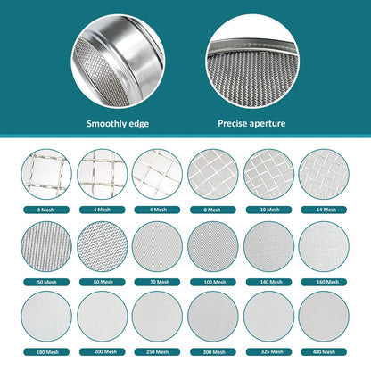 304 Stainless Steel Mesh Lab Sieve, 80 Mesh (0.2mm) Aperture Test Sieve, 4inch(10cm) Diameter Economy Standard Analysis Sample Test Sieves for Industrial Laboratory Homes - Colors B