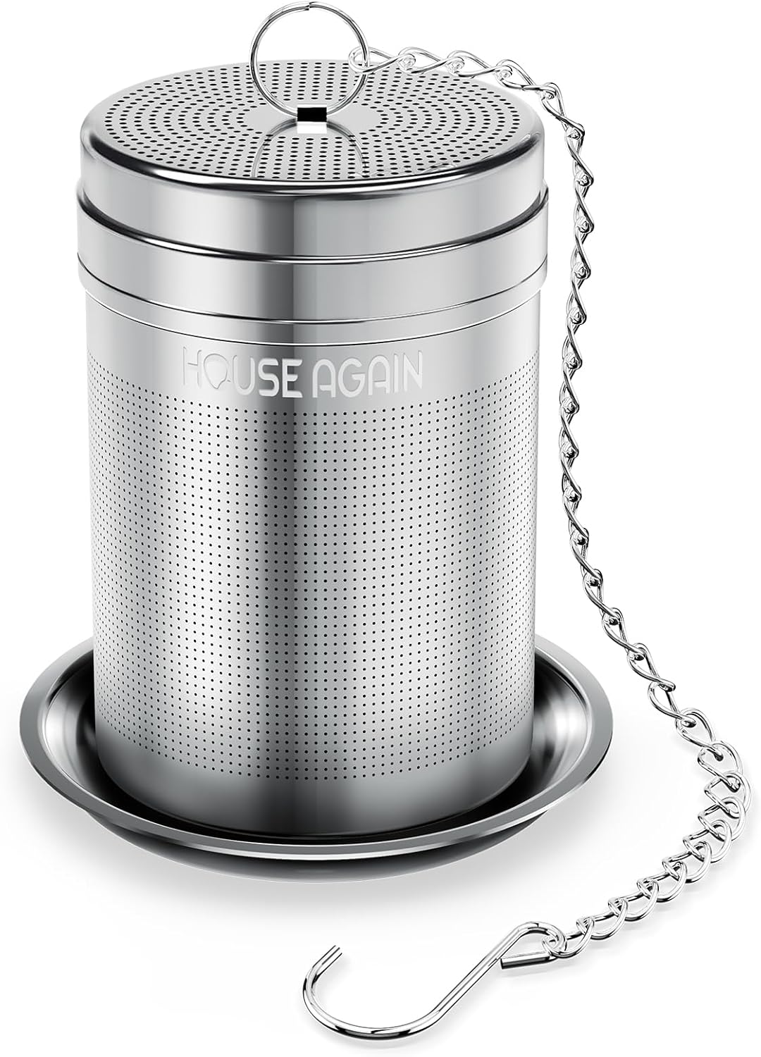House Again Tea Infusers, Extra Fine Mesh Tea Strainers for Loose Tea, Updated Slim Threaded Lid & 304 Stainless Steel, Loose Leaf Tea Steeper for Brew Tea Spices & Seasonings