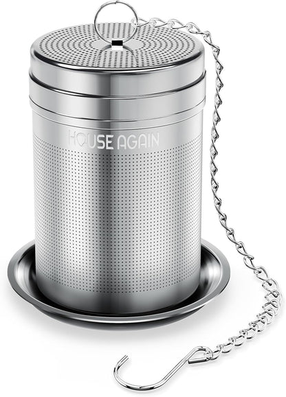 House Again Tea Infusers, Extra Fine Mesh Tea Strainers for Loose Tea, Updated Slim Threaded Lid & 304 Stainless Steel, Loose Leaf Tea Steeper for Brew Tea Spices & Seasonings