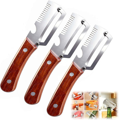 2Pack Multi-Functional Vegetable Peeler for Kitchen, 3 in 1 Stainless Steel Kitchen Tool for Fruit Apple Potato Pumpkin Papaya, Gifts for Mom