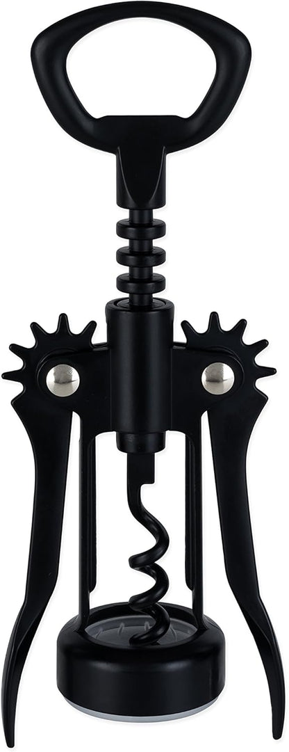 True Soar Winged Corkscrew Wine Opener, Multi-Purpose Bottle Opener for Beer and Soda, Stainless Steel with Chrome Finish, Easy to Remove Cork for Bartenders, Home Bar, Kitchen, Set of 1, Matte Black