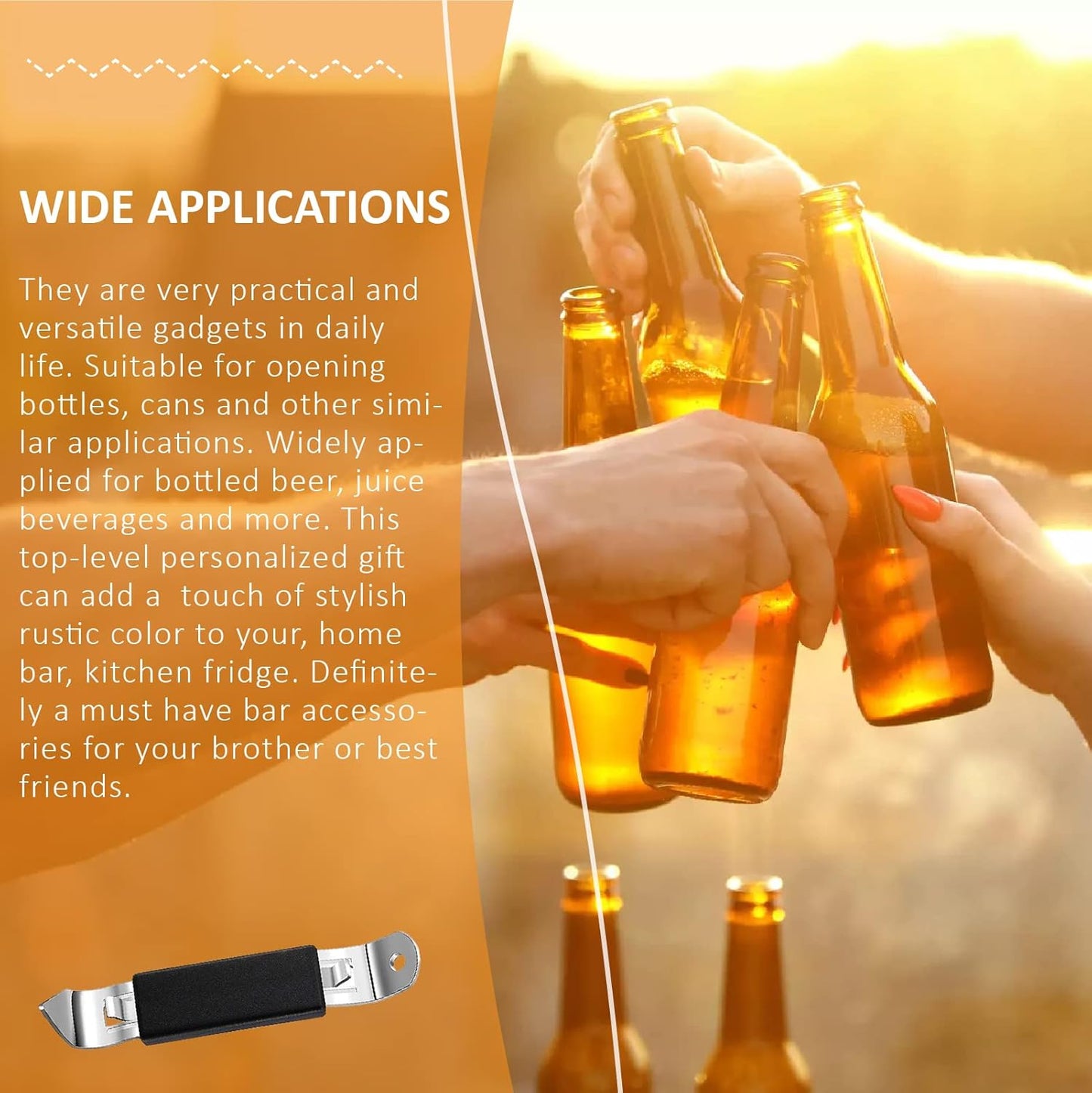 KTOJOY 5 Pack Magnetic Bottle Openers Stainless Steel Flat Bottle Opener, Solid and Beer Openers Small Bottle Opener Can Tapper with Magnet for Camping and Traveling