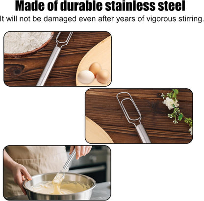 2pcs Dough Whisks, Stainless Steel Durable Dough Mixer Hand Tools Reaches Jar Bottom Bread Whisk Tool for Pizza Bread Cake Eggs Mixing