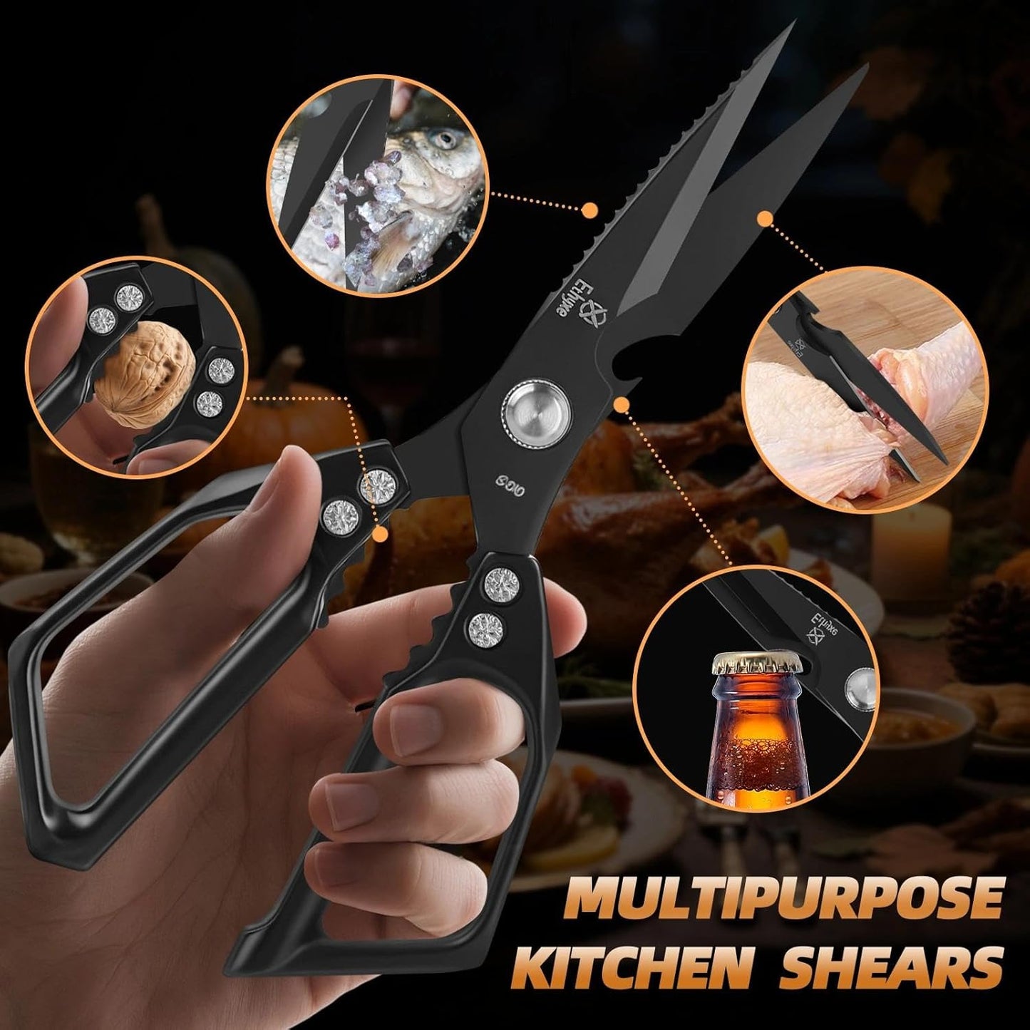 Kitchen Shears Set – Heavy Duty Japanese Stainless Steel Kitchen Scissors, Ultra Sharp Meat Scissors Dishwasher Safe, Cooking Scissor for Food