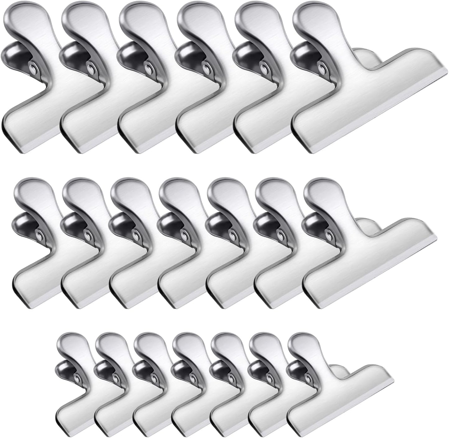 Bag Clips, Heavy Duty Stainless Steel Chip Clips, 8 Pack Food Bags Clamp Great for Kitchen Office to Seal Coffee Bags, Paper Sheets - Pack of 8
