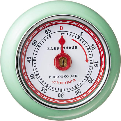 Zassenhaus Magnetic Retro 60 Minute Kitchen Timer, 2.75-Inch, Teal