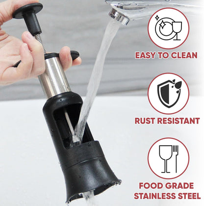 2 in 1 Cherry Pitter Remover Tool, Premium Quick Release Cherry Pitter, Press & Push Type, Large 33mm Cherry Seed Remover, Durable, Food Grade Stainless Steel & PP Plastic