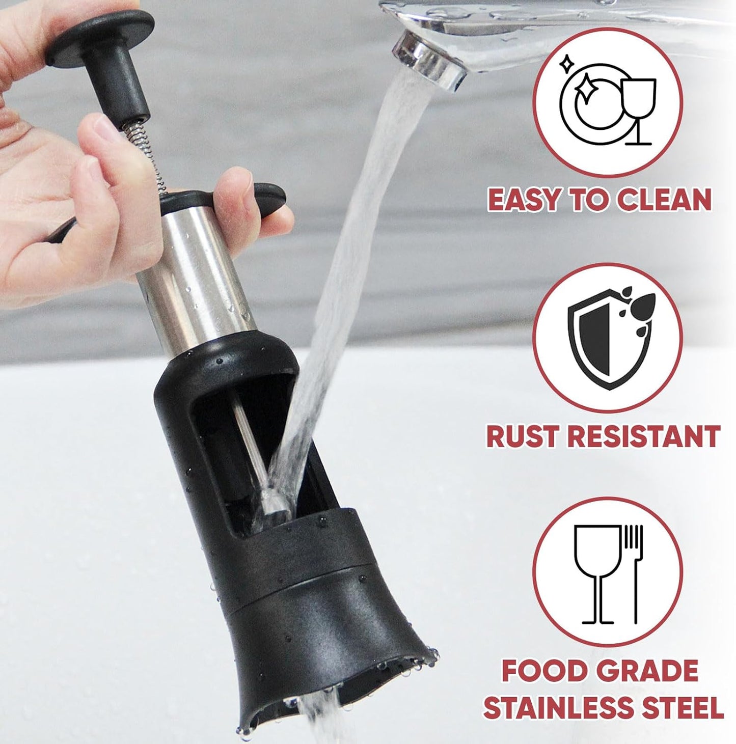 Upgraded Cherry Pitter Tool, Press-Type Cherry Pit Remover, Large 33mm Cherry Seed Remover, Food-Grade Stainless Steel & PP Plastic, Durable Kitchen Tool for Fresh Cherries, Black