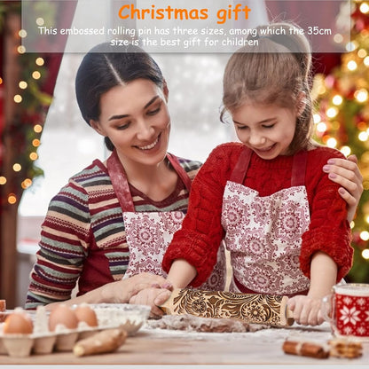 Embossed Wooden Rolling Pin for Baking,Evermarket Deep Engraved Embossing Rolling Pin with Christmas Snowflake Flower Design for Baking Embossed Cookies,Cute Kitchen Decor DIY Tool for Adults