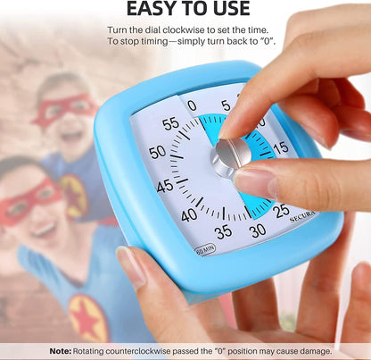 Secura 60-Minute Visual Timer, Silent Study Timer for Kids and Adults, Time Clocks, Time Management Countdown Timer for Teaching (Navy Blue & Navy Blue)