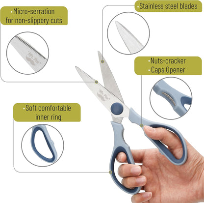 Mr. Pen- All Purpose Kitchen Shears with Protective Sheath, 8 Inch, Dishwasher Safe, Stainless Steel Food Scissors with Micro-Serrated Blades, Soft Grip Comfort Handle, Durable Utility Kitchen Shears