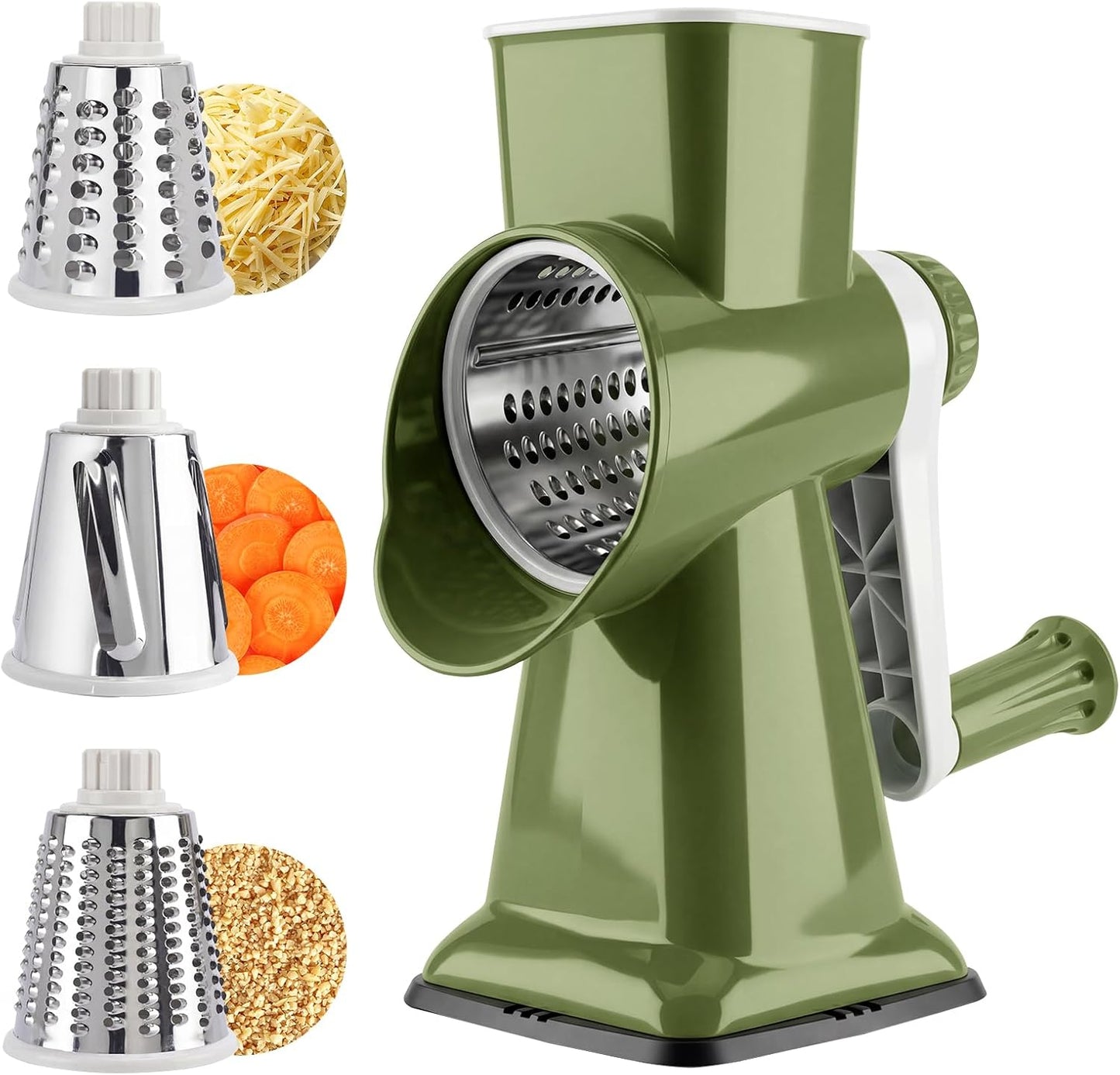 Rotary Cheese Grater,Cheese Shredder Hand Crank, Manual Cheese Grater for Veggies, 3-Blade Grater, Home Kitchen Appliances and Kitchen Gadgets