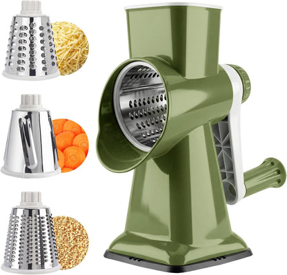 Rotary Cheese Grater,Cheese Shredder Hand Crank, Manual Cheese Grater for Veggies, 3-Blade Grater, Home Kitchen Appliances and Kitchen Gadgets