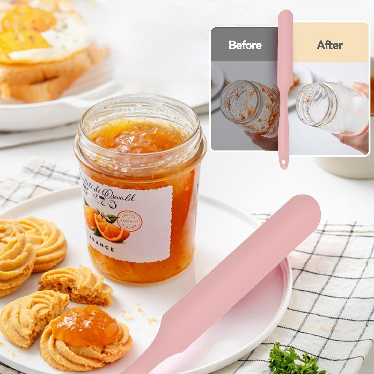 Silicone Jar Spatula, 3Pcs Spatulas Kitchen Set, Heat Resistant Jam Spreader for Baking Mixing Cake Cream Butter Scraper
