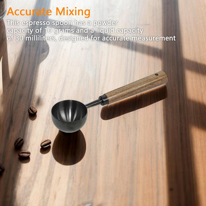 Stainless Steel Coffee Scoop with Walnut Handle - 2 Tablespoon Metal Measuring Spoon for ground Coffee, Espresso, Bath Salts, Formula - Durable Multi-Purpose Scooper (Silvery)