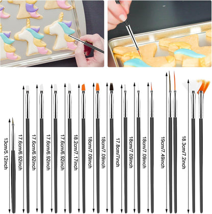 Aster 15Pcs Cake Decorating Brushes, Cake Painting Brushes Kit Food Safe Paint Brushes Multiple Function Cookie Brushes Fondant Sugar DIY Tool Set Candy Icing Pastry Brush for Baking(White)