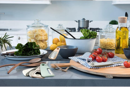 Kitchen Gadgets Set 5 Pieces, Space Saving Cooking Tools Kitchen Accessories - Fruit/Vegetable Peeler, Cheese/Chocolate Grater, Bottle Opener, Pizza Cutter, Garlic/Ginger Grinder Gift Set (Black)