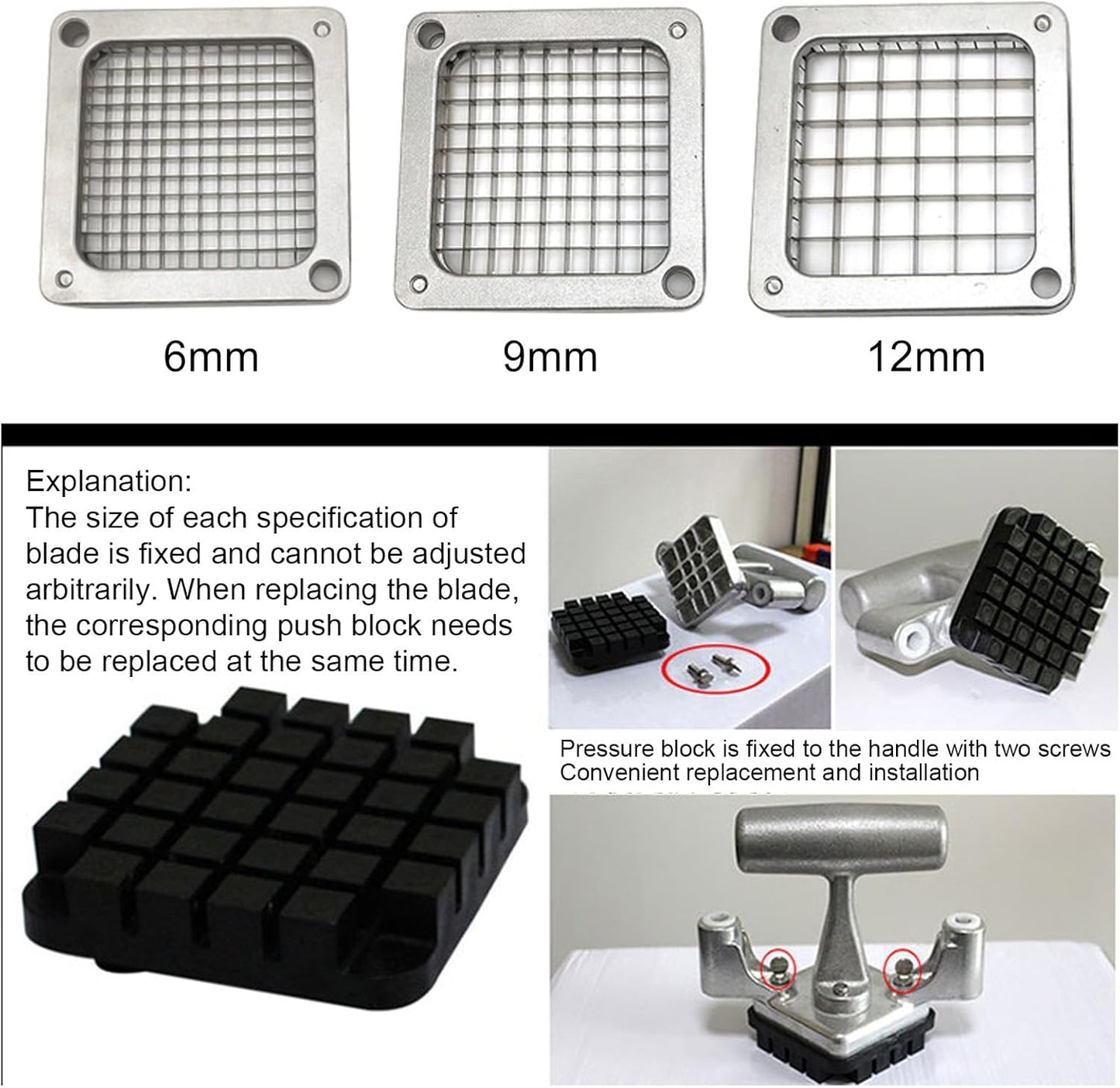 Pomya Commercial French Fry Cutter Blade, Potato Cutter Machine Blade Replacement with Easy to Connect for French Fry Cutting Machine Manual Potato Cucumber Carrot