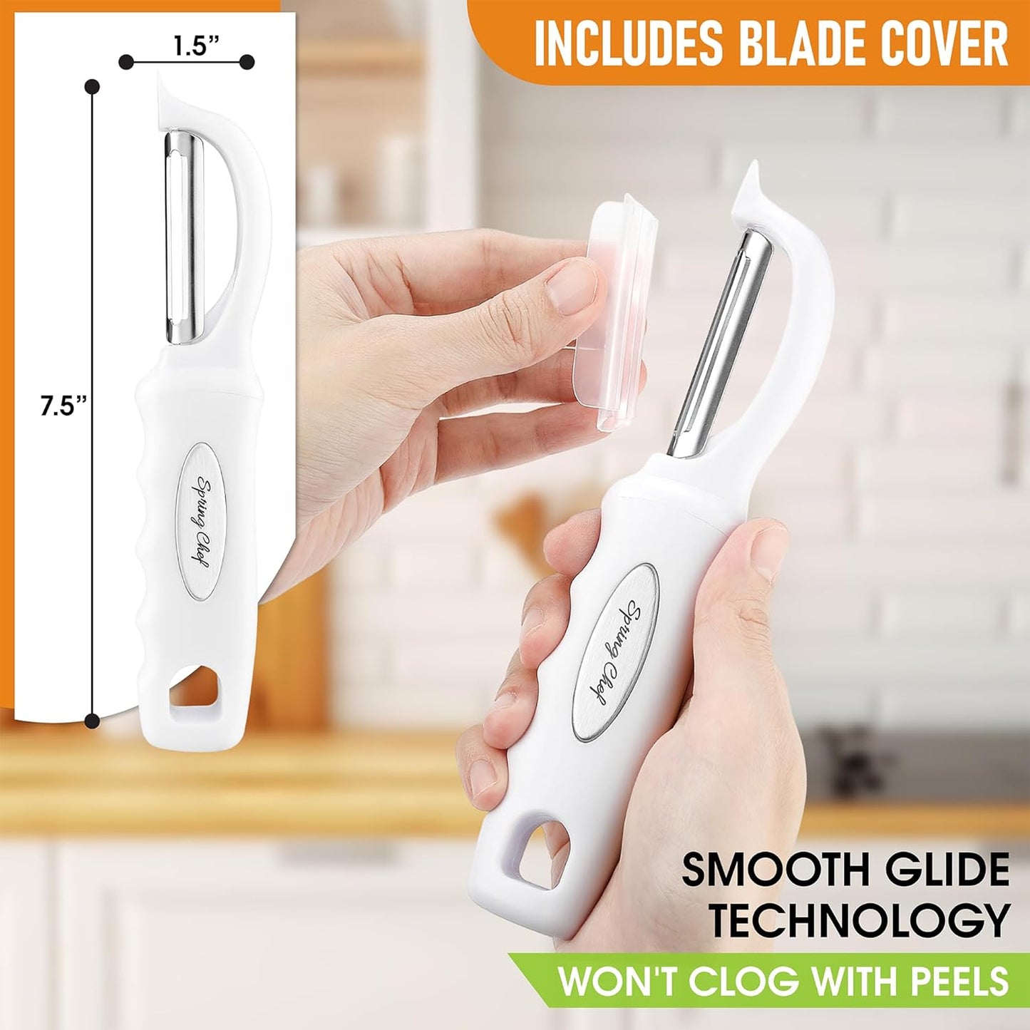 Spring Chef Premium Swivel Vegetable Peeler, Soft Grip Handle and Ultra Sharp Stainless Steel Blades - Perfect Kitchen Peeler For Veggie, Fruit, Potato, Carrot, Apple - Pink Lemonade