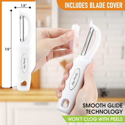 Spring Chef Premium Swivel Vegetable Peeler, Soft Grip Handle and Ultra Sharp Stainless Steel Blades - Perfect Kitchen Peeler For Veggie, Fruit, Potato, Carrot, Apple - Pink Lemonade