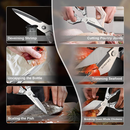 Dream Reach Poultry Shears, Heavy Duty Kitchen Shears with Serrated Edge, No Rust Spring Loaded, Multipurpose Stainless Steel Kitchen Scissors for Chicken, Bone, Meat, Turkey, Fish Thanksgiving Gifts