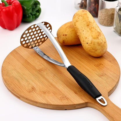 Joyoldelf Heavy Duty Stainless Steel Potato Masher with Potato Peelers, Masher Kitchen Tool & Food Masher/Potato Smasher with Silicone Handle, Perfect for Bean, Vegetable, Fruits, Avocado, Meat
