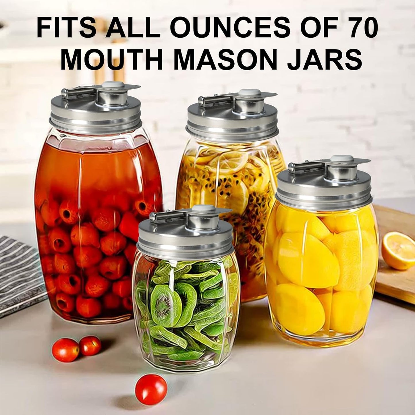 2 Pack Wide Mouth Mason Jar Stainless Steel Pour Spout Lid, Reusable Mason Jar Lids, for 86MM Ball Wide Mouth Mason Jars, Leak Proof Seal, for Drinking Salad Dressing & Food Storing