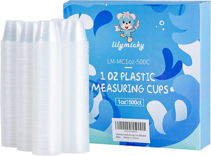 Lilymicky 500 Pack Disposable Medicine Cups (1oz), Medical Plastic Measuring Cups For Medical Purposes, or Mixing and Measuring Resin, Epoxy, DIY Arts & Crafts, Paint